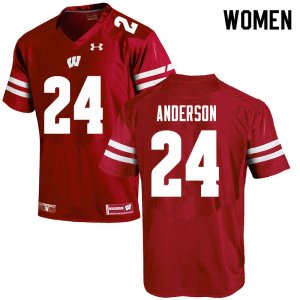 Women's Wisconsin Badgers NCAA #24 Haakon Anderson Red Authentic Under Armour Stitched College Football Jersey XM31F88WA